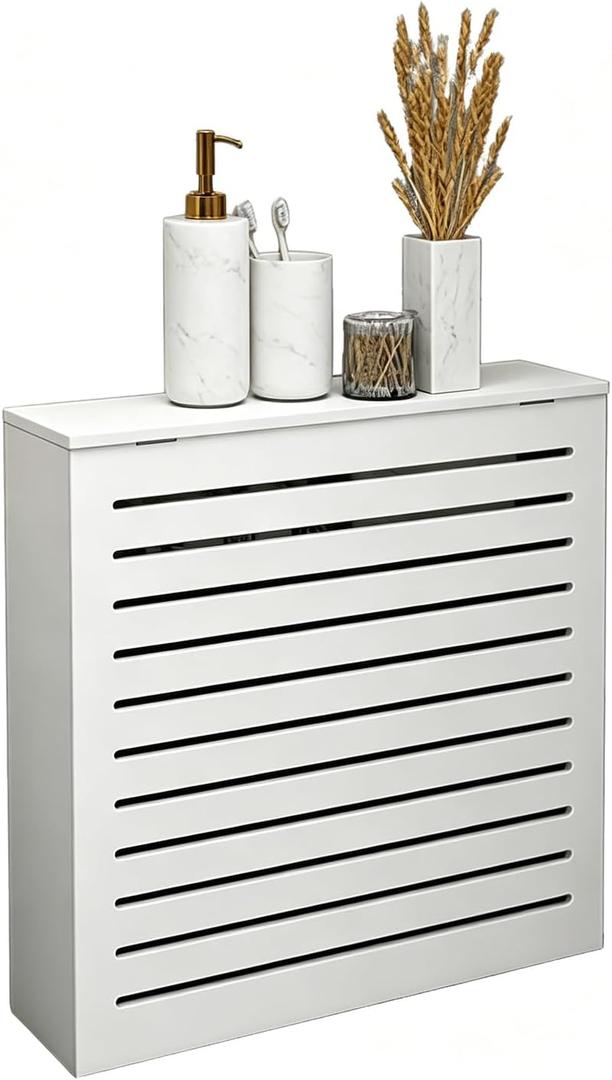 Radiator Cover Cabinet, PVC Radiator Covers for Home | 27.2″x26″x9.44″ White Heater Covers with Top, for Kitchen Living Room Bathroom