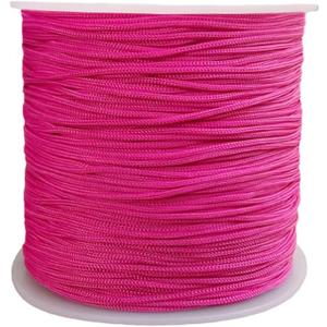 1MM 140 Yards Nylon String Cord Nylon Braided Beading Thread for Friendship Bracelet Jewelry Making Chinese Knotting Arts and Crafts Macrame (Rose Red)