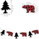 2 x TENNYCHAOR Happy Holidays Banner, Buffalo Plaid Christmas Decorations, Rustic Bear and Tree Garland, Indoor Outdoor Holiday Decor,Christmas New Years Eve Decorations.