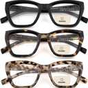 HIYANJN Bifocal Reading Glasses For Women Men 3 Pack Fashion Cat Eye Computer Readers Clear Top Oversized Eyeglasses,2.75