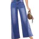 VIPONES Women's Wide Leg Jeans High Waisted Strechy Straight Baggy Jeans for Women Trendy Outfits Denim Pants with Patchwork(521,10)