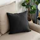 Jeanerlor 20"x20" Pillowcase Green Cousion Cover Decor Cotton Linen with Unique Design to Embellish Garden/Office/Chair/Bed/Couch,(50 x 50cm), Black