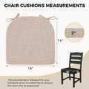 downluxe Indoor Chair Cushions for Dining Chairs, Kitchen Chair Pads with Ties and Non-Slip Backing, 16" x 16" x 2", Oatmeal Beige, 4 Pack