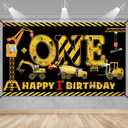 1st Birthday Decorations for Boys, Excavator Dump Truck Theme First Birthday Banner Decorations Digger One Year Old Bday Banner Backdrop Party Supplies Sign