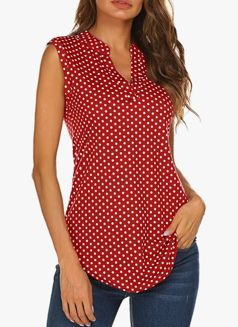 Halife Women's Sleeveless Floral Print V Neck Tunic Tank Tops Blouse Shirts, 2XL