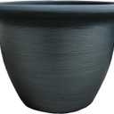 The HC Companies Sevilla Flower Planters - Durable Outdoor & Indoor Planter - Round Lightweight Self Watering Plant Pots for Herbs & More (12" Painted Black, Pack of 1)