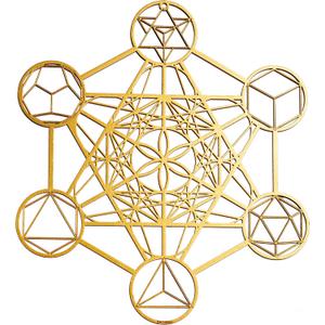 ZenVizion 13.5" Gold Metatron's Cube Wall Decor Mandala, Sacred Geometry Wall Art Yoga Decor, Crystal Grid, Wooden Art Symbol, Meditation Decor, Spiritual Decor
