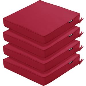 Outdoor Chair Cushions 18.5x16 Inch Water Resistant Patio Chair Cushions with Tie 3 Year Color Fastness Thick Outdoor Seat Cushion for Patio Furniture Burgundy Set of 4