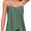Summer Mae Bandeau Tankini Swimsuits for Women 2025 Removable Halter Swim Tops Two Piece Flowy Bathing Suits with Bottom (14)