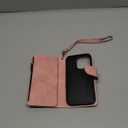 RANYOK Wallet Case for iPhone 14 (6.1 inch) with RFID Blocking Credit Card Holder, Premium PU Leather Zipper Pocket Flip Folio Case Wallet with Wrist Strap Kickstand Protective Case (Pink)