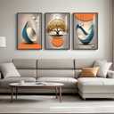 Framed Modern Luxury Large Wall Art for Living Room, Bright Style Abstract Paintings Artwork for Walls, Set of 3 Piece Contemporary Art Prints, Big Pictures for Hallway, Office Wall Decor 24x36 Inch, 24" W x 36" H x 3Pcs