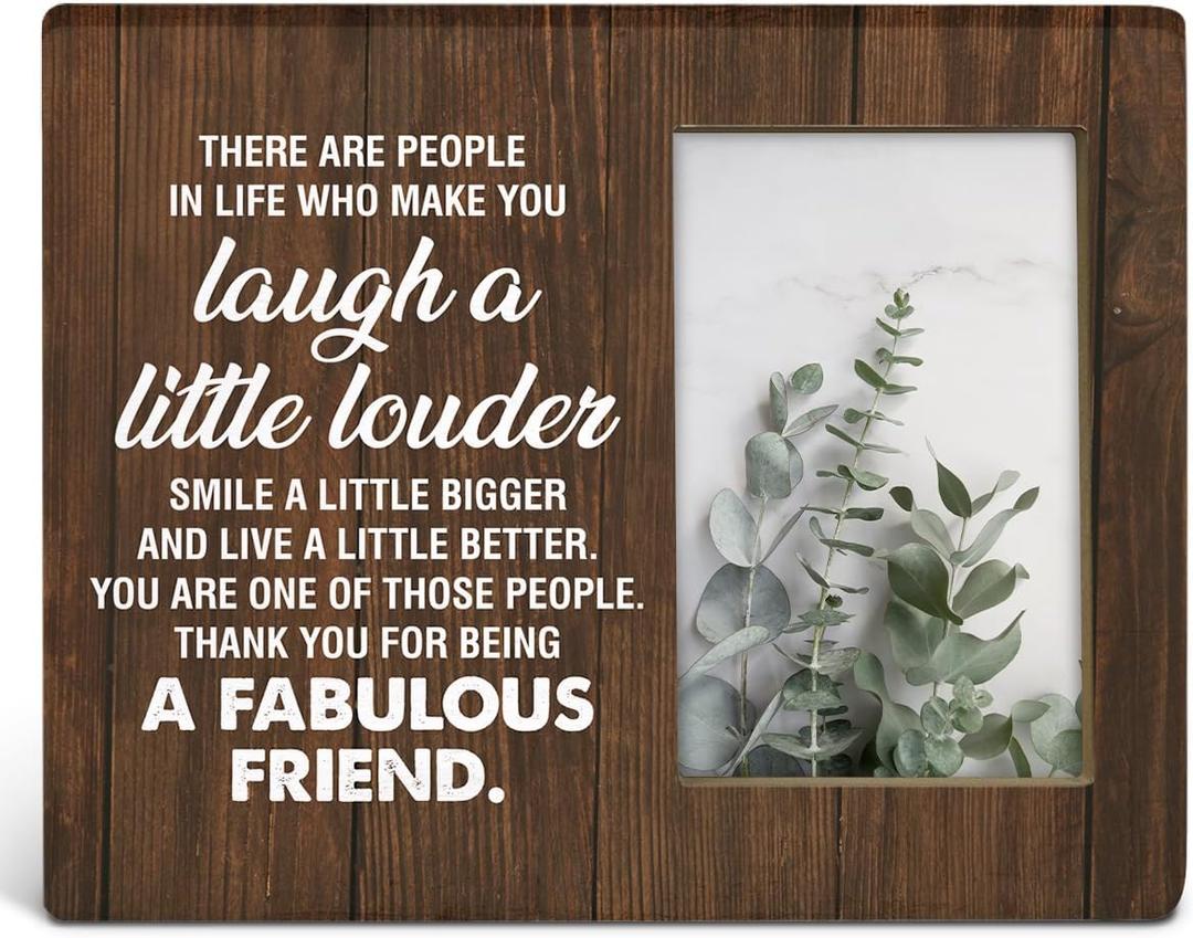 TSUYAWU Gift for Friends, Friendship Gifts for Women Friends Men, Rustic Best Friend Wood Picture Frame 8 x 10 Inch Tabletop and Wall Mounting (Display Photo 4 x 6 Inch)