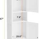 Homleke Tall Bathroom Storage Cabinet with 2 Doors, 67"H Narrow Storage Cabinet with Adjustable Shelves& Anti-Tip Design, Reversible Door Installation, Easy Assembly, 11.8 x 15.7 x 66.9 Inches, White, 11.8d X 15.7w X 66.9h