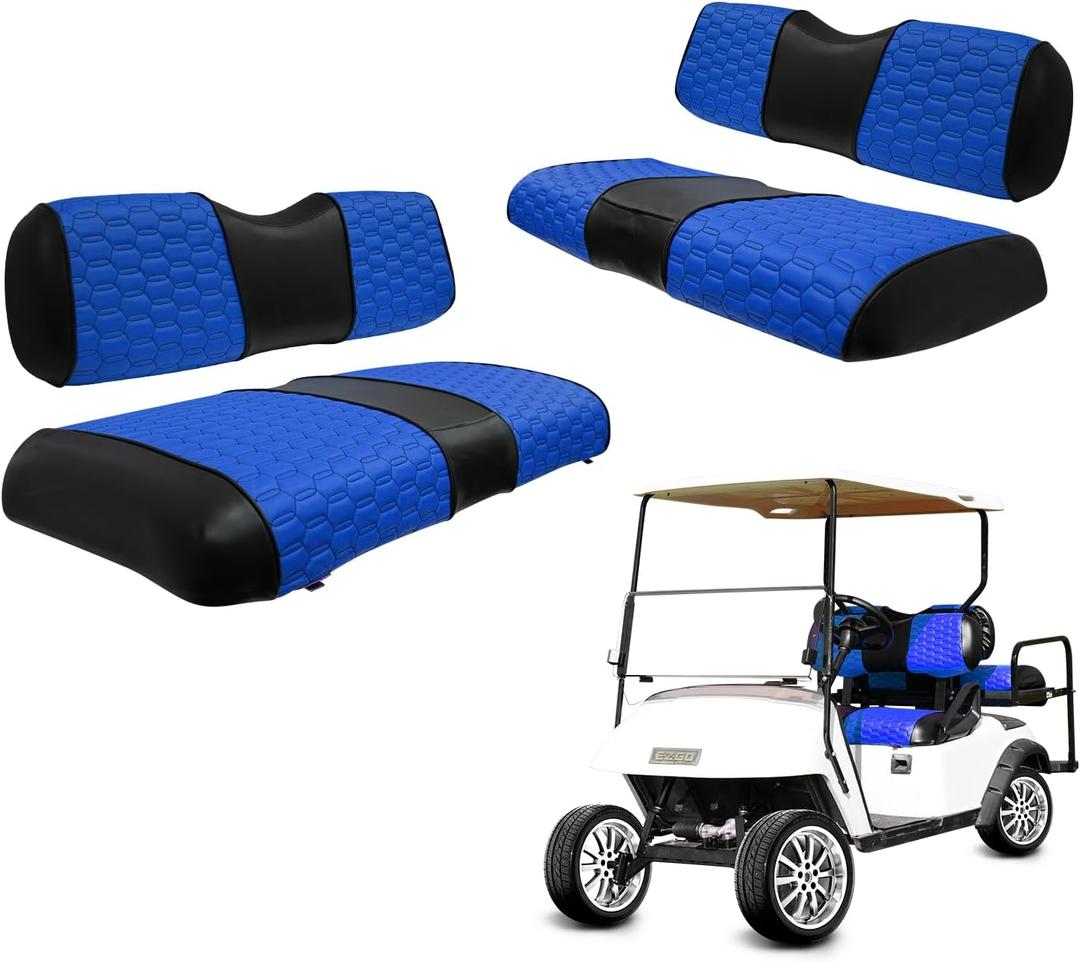 Golf Cart Seat Covers for EZGO TXT Club Car DS Gas or Electric OEM Regular Seat Cushion, No Staple, Golf Cart Vinyl Replacement Seat Cover (blue)