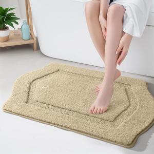 Bathroom Rug, Non-Slip Washable Absorbent Bath Mat | Soft Absorbent Washable Bath Rug, Bath Mat for Bathroom/Tub/Shower, Home Decor Accessories, Beige, 24x36"