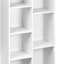 Amazon Basics 7 Cube Organizer Bookcase, Storage Shelf for Home and Office, Display Storage Organizer, Sturdy with Easy Assembly, 9.25"D x 19.49"W x 41.73"H, White, 9.3 D x 19.5 W x 41.8 H in