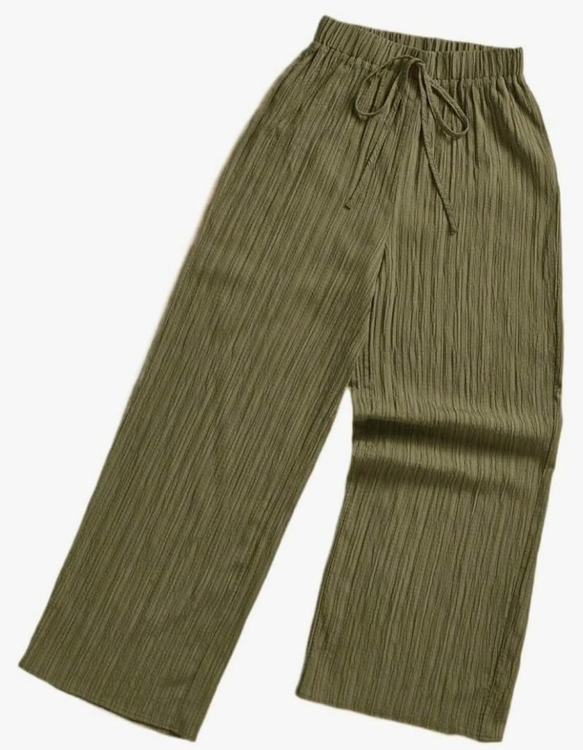 Women's Clothes Casual Striped Long High Waist Pants Trousers Fall Outfits 1XL