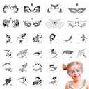 28 Pcs Face Paint Stencils Kit - Reusable Face Tattoo & Body Makeup Painting Templates for Kids & Adults - Mix01