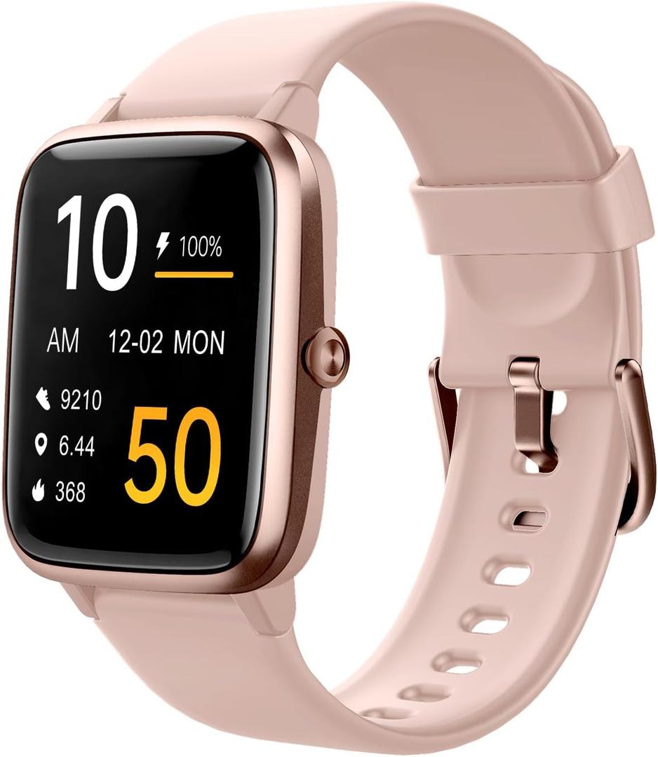 Fitness Tracker Fitness Watches for Women Men (Make/Answer Calls), 1.85" Smart Watch for iPhone/Android Phones, Heart Rate/Sleep Monitor Steps Tracker Watch Pedometer IP68 Waterproof (Pink/gold)