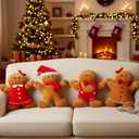 Poen 4 Pcs Christmas Gingerbread Plush Throw Pillows 10 Inches Gingerbread Man Throw Pillow Xmas Decor Gifts for Christmas Stuffed Gift for Family Friends (Sweet Style)