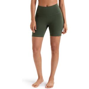 Colorfulkoala Women's High Waisted Biker Shorts with Pockets 6" Inseam Yoga Tummy Control Short (Green, XS)