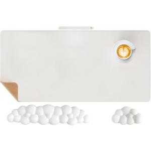 Leather Cloud Keyboard Wrist Rest, 3-in-1 Cloud Wrist Rest W/ 35.7 X 15.7in Leather Desk Pad,Memory Foam Cloud Palm RestMouse Pad Rest Support for Office/Computer/Laptop/Mac Setup,White