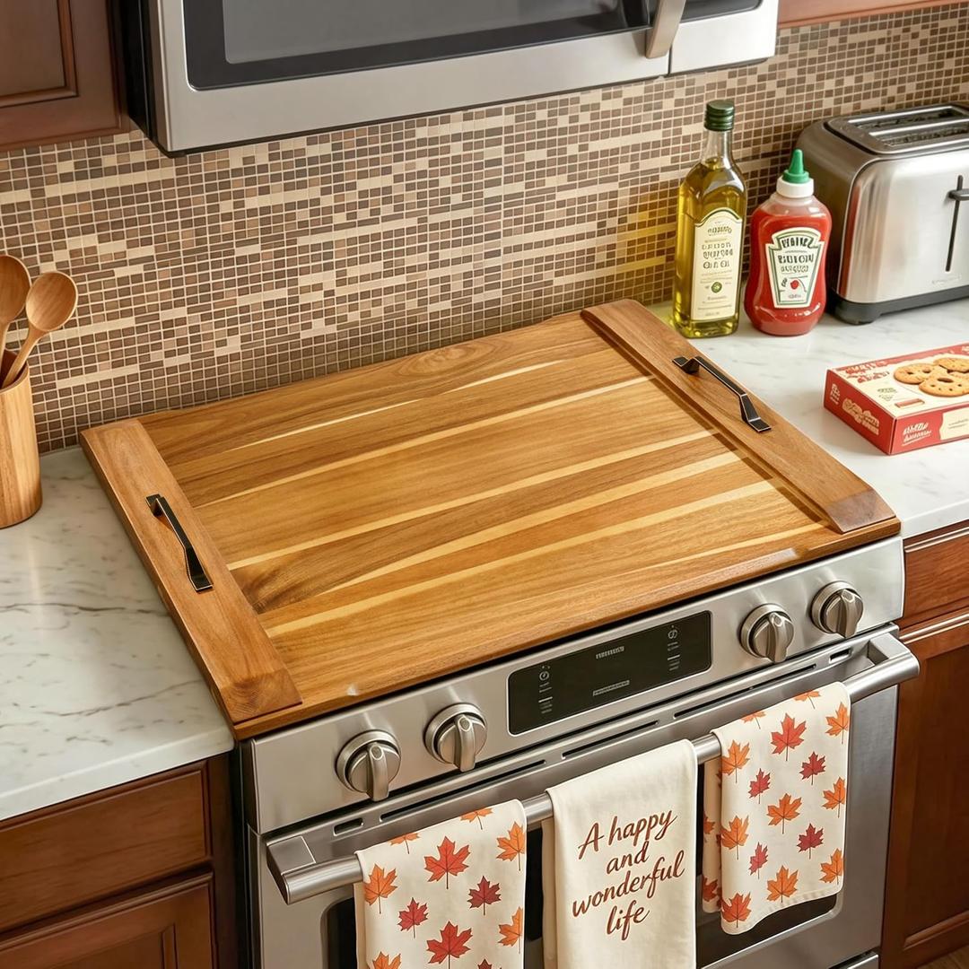 Gaialoop Noodle Board Stove Cover for Glass Top Electric Stove with Handles, 29.5"L x 22.1"W