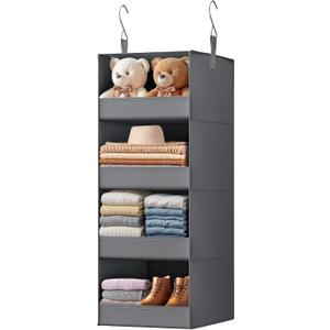 GRANNY SAYS 4-Shelf Hanging Organizer, Closet Hanging Shelves, Closet Hanging Storage Organizers, Organization for Bedroom, Living Room, Baby Nursery, Camper Accessories, Gray, 1-Pack
