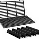 Uniflasy 7638 Grill Grates 7636 Flavorizer Bars for Weber Spirit 300 and Spirit II 300 Front Control, E310 E320 E330 S310 S320 S330 SP310 SP330, Porcelain-Enameled Cast Iron, 7-Pack 3-Burner Heat Kit