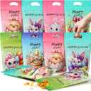 Honeydak 100 Pcs Happy Easter Sealing Treat Bags, 8.9 x 6.1 Inch Easter Sealed Pouch with Handle Resealable Rabbit Eggs Plastic Bags for Holiday Party Candy Gift Wrapping Supplies Decor