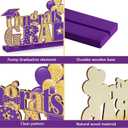4 Pieces 2026 Graduation Party Decorations Wooden Class of 2026 Table Centerpieces Grad Congratulate Table Toppers for High School College Graduation Party Favor Supplies Photo Booth Props (Purple)