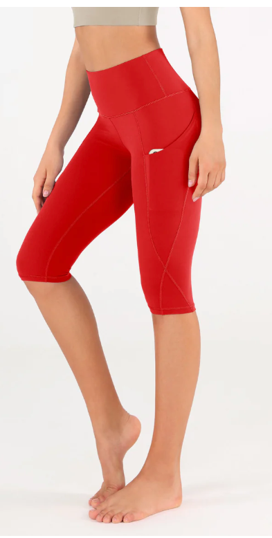 Ododos High Waist Knee Length Cropped Leggings, M, 14"