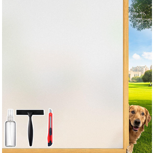 Frosted Glass Window Film Decorative with Reference Cutting Line, Bathroom Window Privacy Film for Glass Windows Cover, Static Cling, Removable, Reusable, Anti-UV, Anti-Glare, 29.5" x 78.7"
