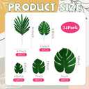Lincia 40 Pcs Hawaiian Hibiscus Decorations Large Paper Flowers and Artificial Tropical Leaves, 11.8''/7.9'' Jumbo 3D Paper Flowers Faux Leaves for Luau Party Birthday Wedding (Rainbow Color)
