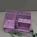 EasyPAG Pen Holder Desk Organizer with Drawer Pencil Cup for Desk 6 Compartments Metal Office Caddy Storage with Sticky Notes Holder for School Home Office, Purple