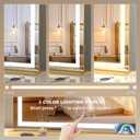 Hasipu Vanity Mirror with Lights, 32" x 22" LED Makeup Mirror, Lighted Makeup Mirror with Dimmable 3 Modes, Touch Screen Control Vanity Mirror Square Gold