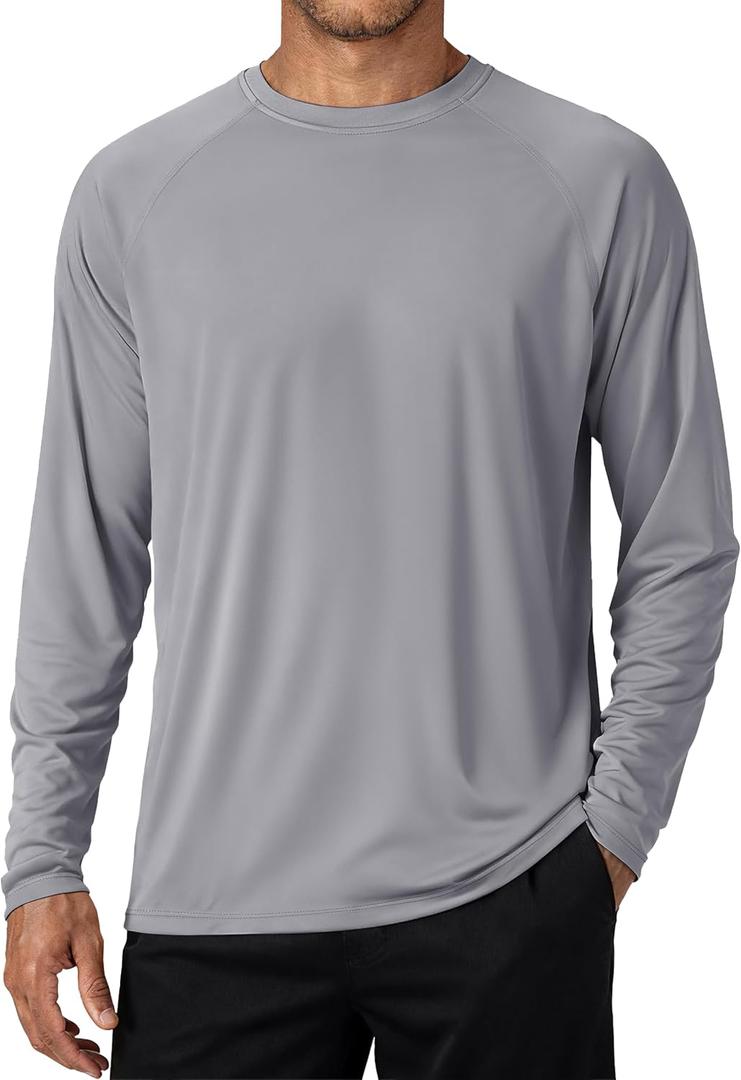 TACVASEN Men's Long Sleeve Shirts UPF 50+ Sun Protection Dry Fit Shirt Lightweight Workout Athletic T-Shirt Rash Guard (Gold, L)