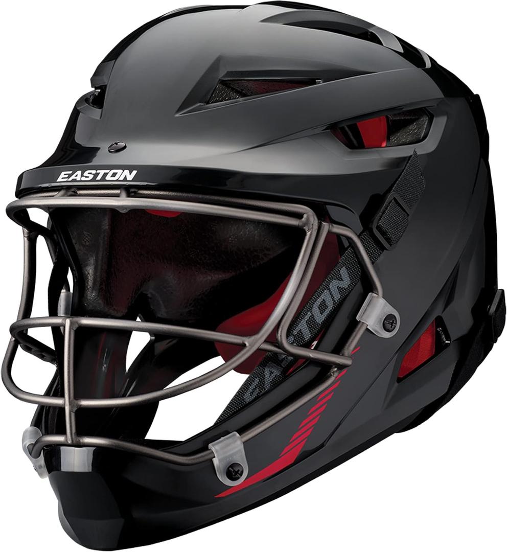 Easton | Hellcat Slowpitch Softball Helmet | Pitchers/Fielders Mask | NOCSAE Certified | Black L-XL