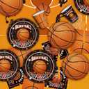 Basketball Party Decorations 171Pcs Basketball Party Supplies Disposable Basketball Tablecloth Paper Plates Cup Napkin Plastic Fork Knives Spoon and Banner for Sports Birthday Decorations