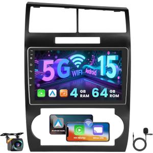 [4+64G] Hikity Android 15 Car Stereo for Dodge Charger/Magnum 2005 2006 2007 with Wireless Carplay Android Auto, 9'' ITouchscreen Radio Bluetooth Mirror Link GPS WiFi SWC AI DSP/FM/RDS/32EQ Backup Cam
