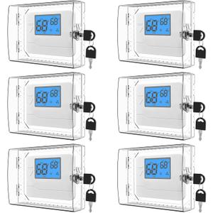 6 PCS Universal Clear Thermostat Lock Box with Key, Compatible with Most thermostats, AC Thermostat Cover with Lock Fits Thermostats 5" H x 7" W or Smaller Thermostat on Wall