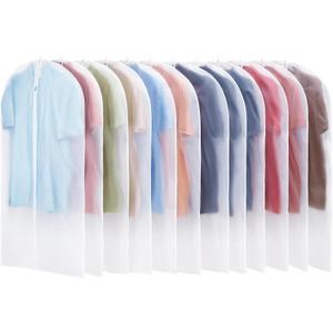 12 Pack Garment Bags for Hanging Clothes - Translucent Suit Bag for Closet Wardrobe Storage Travel - 24" x 42"