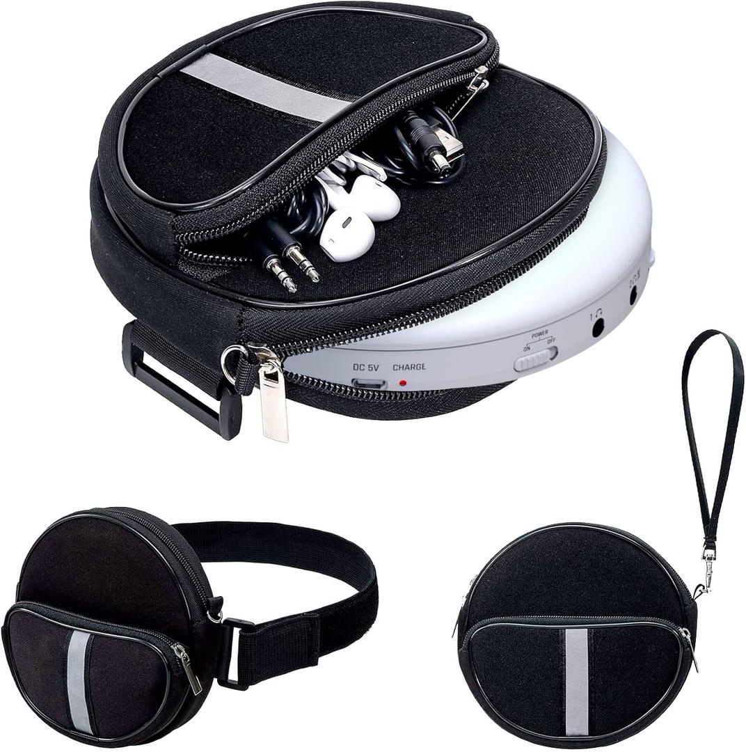 KLIM Portable CD Player Case, Waterproof Portable CD Player Carrying Case, Adjustable Strap, Suitcase with 3 Compartments