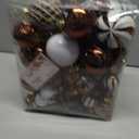 Christmas Ball Ornaments Set Assorted Shatterproof Ornaments 63 PCS Shaped Styles Xmas Tree Holiday Decorative,Brown