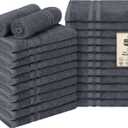 Utopia Towels Cotton Bleach Proof Salon Towel 16 by 27 inches, Bleach Safe Gym 100% Cotton Hand Towel, 24 Pack, Dark Grey