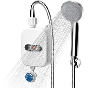 Electric Shower Head Tankless Water Heater Thermostatic Shower Head Set Temperature Adjustable Home Bathroom Waterproof Instant Water Heating Machine