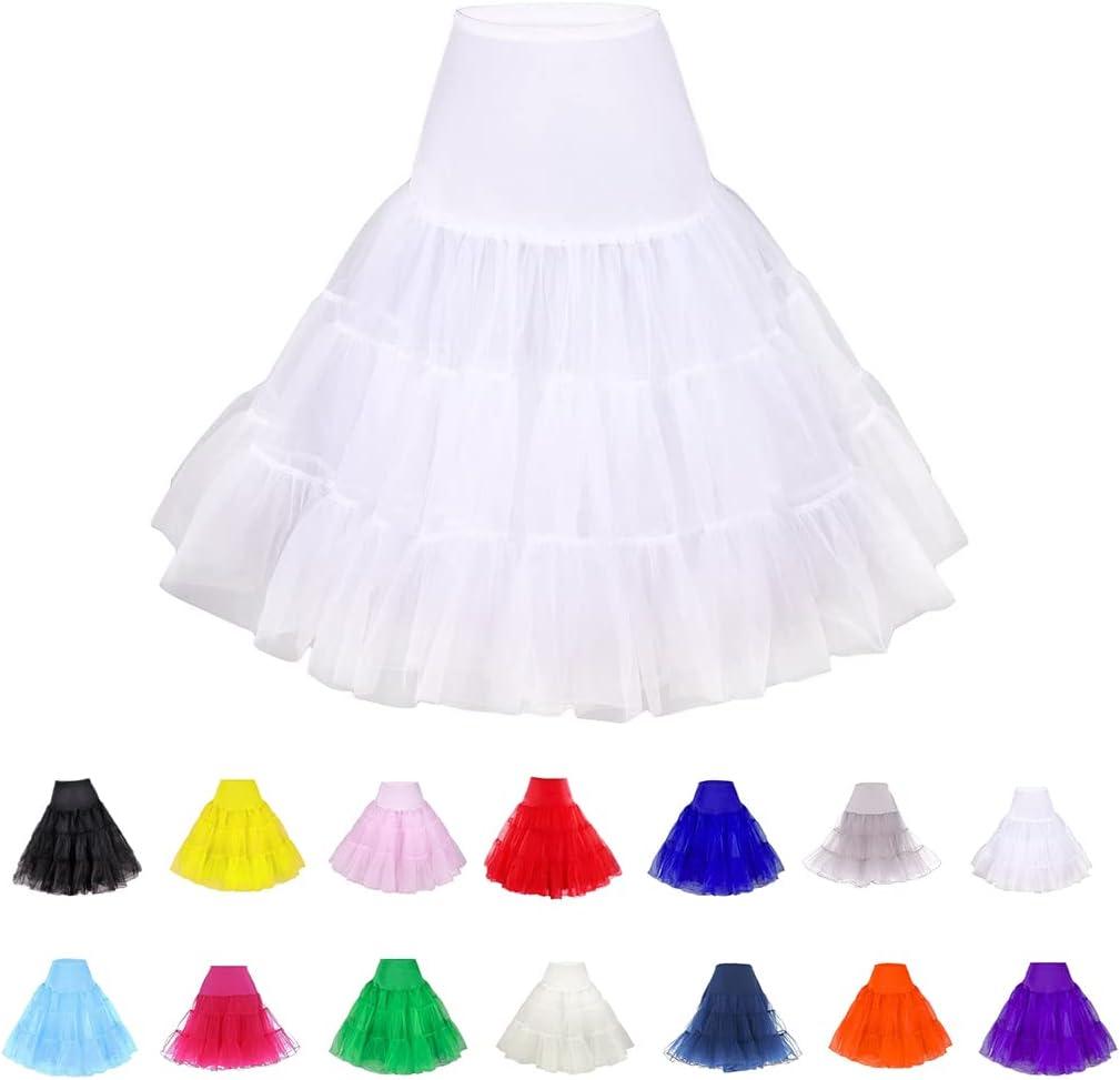 Women Crinoline Petticoat for Vintage Dress Short Tutu Slips Underskirt (Medium, White)