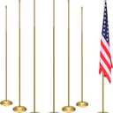 Threan 6 Pcs 8.53ft Indoor Telescoping Flag Pole with Base and Ball Top Indoor Flagpole with Stand Heavy Duty Indoor Stainless Steel Pole Base for House Office, Flag Not Included(Classic)
