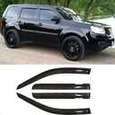 94084 Original Side Window Visor Deflector Rain Guard,Outside Mount Tape-on Shatterproof Dark Smoke,4pc Window Shades fit for 2009-2015 Honda Pilot