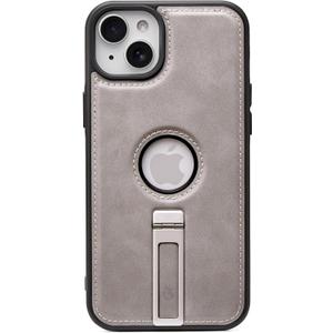 for iPhone 15 Case Leather with Stand, Strong Magnetic Fits for MagSafe (White Titanium, iPhone 15)